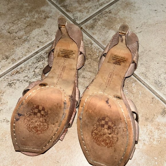 "Vince Camuto Nude Faux Snakeskin Platform Heels (Size 7)" - Picture 2 of 5